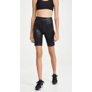Terez Snakeskin Embossed Foil Uplift Bike Shorts in Black M